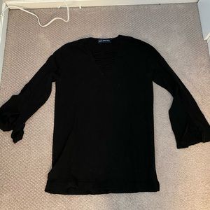 525 AMERICA Black Criss Cross Neck Sweater